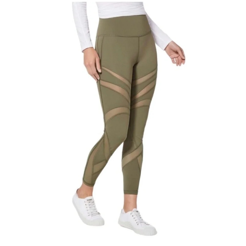 Lululemon Wunder Under High Rise Sage Green Mesh Leggings Size 4